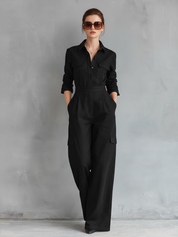 Cirevona - Women’s Cotton Linen Shirt Jumpsuit