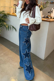 Jessy – Woman's Star Detail Wide-Leg Jeans