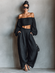 Aveline | Women’s Linen Blend Two-Piece Pants Set