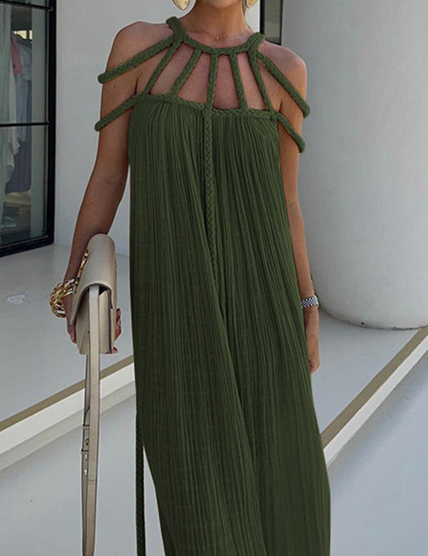 Zenvira – Handwoven Detail Column Maxi Dress