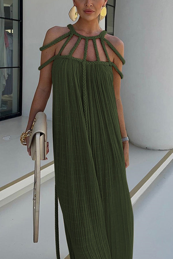 Zenvira – Handwoven Detail Column Maxi Dress