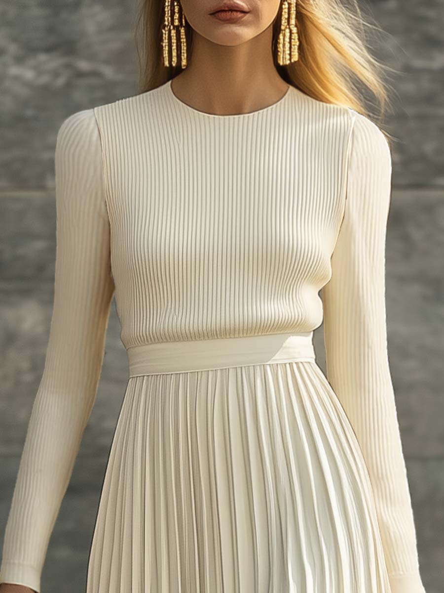 Serenna | Knit Bodice Pleated Maxi Dress