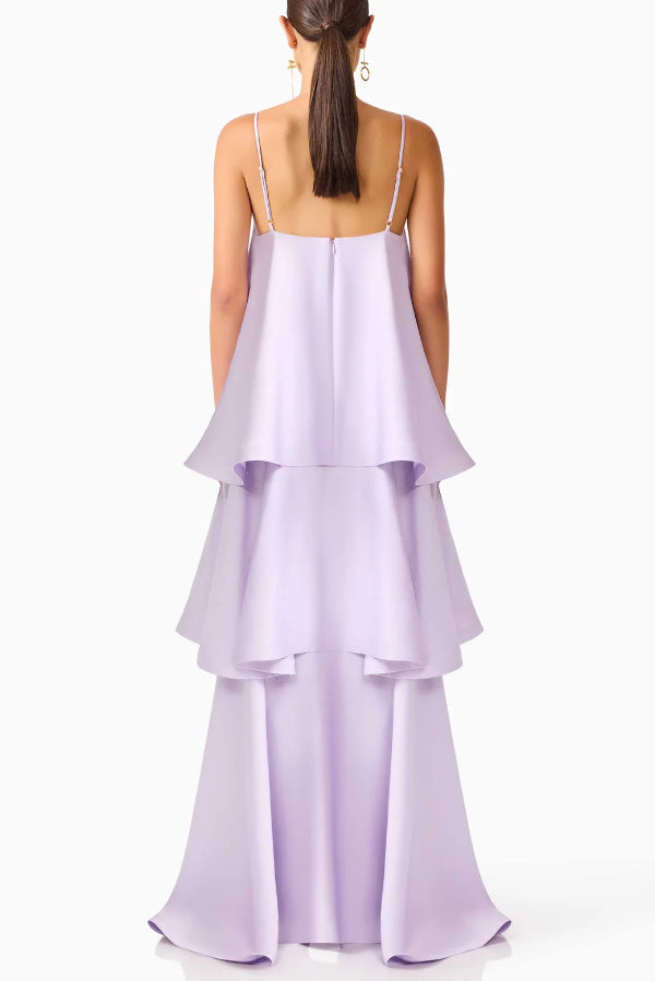 Soléa – Women's Satin Tiered Maxi Dress