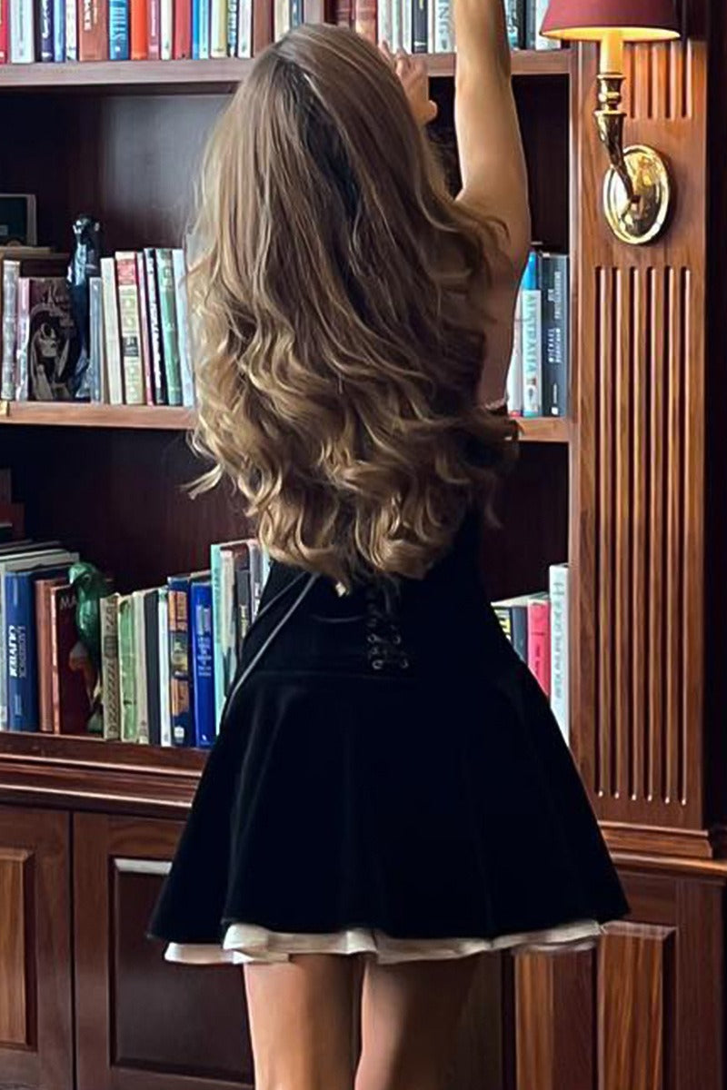 Valerisse – Strapless Velvet A-Line Mini Dress