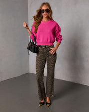 Elouise | Cropped Ribbed Crewneck Sweater