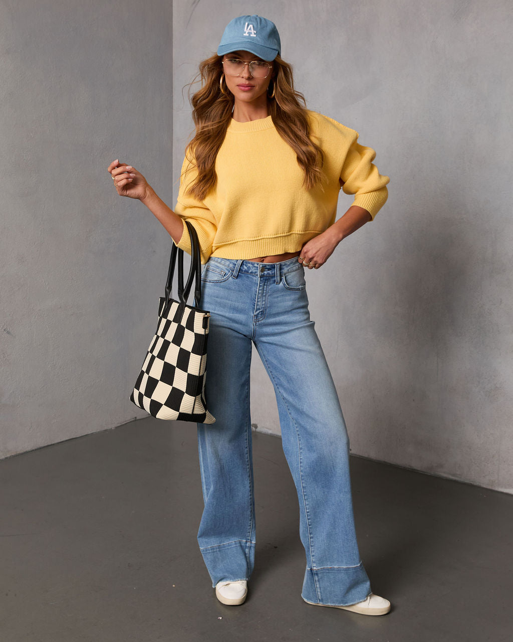 Elouise | Cropped Ribbed Crewneck Sweater