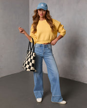 Elouise | Cropped Ribbed Crewneck Sweater