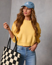 Elouise | Cropped Ribbed Crewneck Sweater