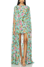 Avelisse – Chiffon Cape Maxi Dress