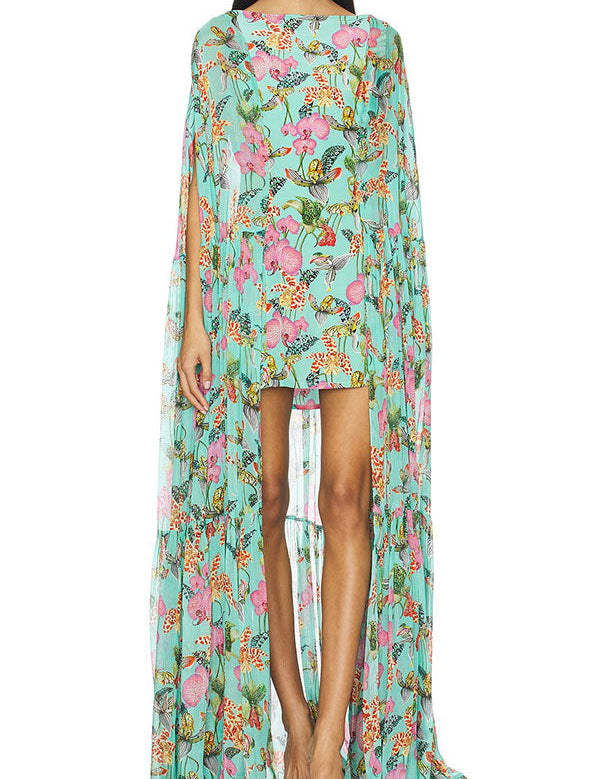 Avelisse – Chiffon Cape Maxi Dress