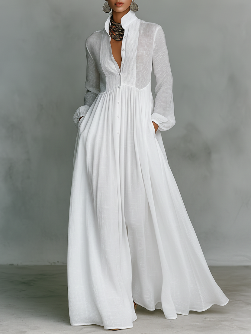 Elowara | Cotton Linen Patchwork Maxi Dress