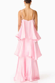 Soléa – Women's Satin Tiered Maxi Dress