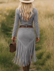 Sorella | Suede Western Tassel Midi Dress