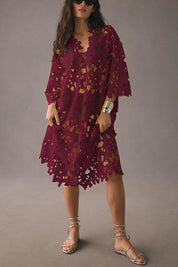 Liora – Eyelet Lace Midi Dress