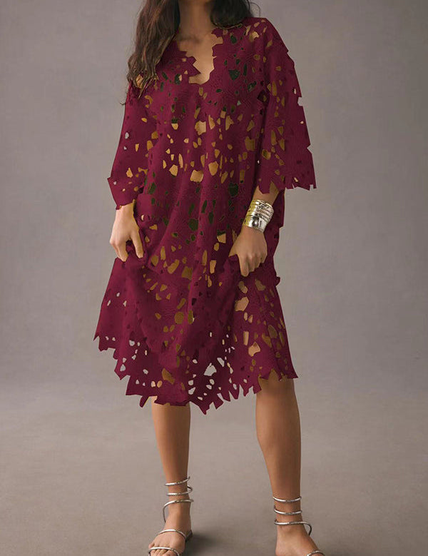 Liora – Eyelet Lace Midi Dress