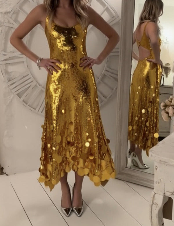 Nyxara – Sequin Tassel Prom Maxi Dress