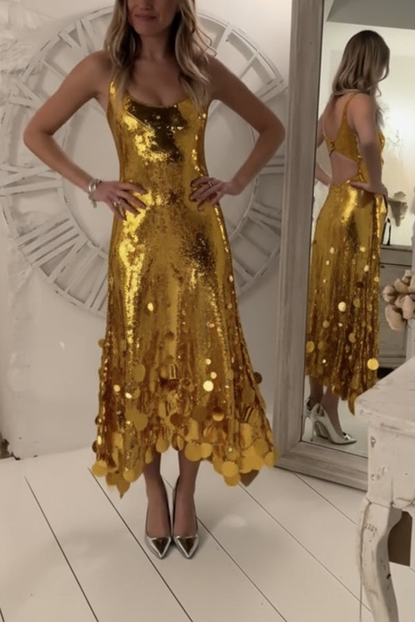 Nyxara – Sequin Tassel Prom Maxi Dress