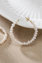 Adira | Women’s Gold Pearl Beaded Hoop Earrings