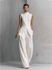 Alverra - Women’s Crinkled Wide Leg Two-Piece Set