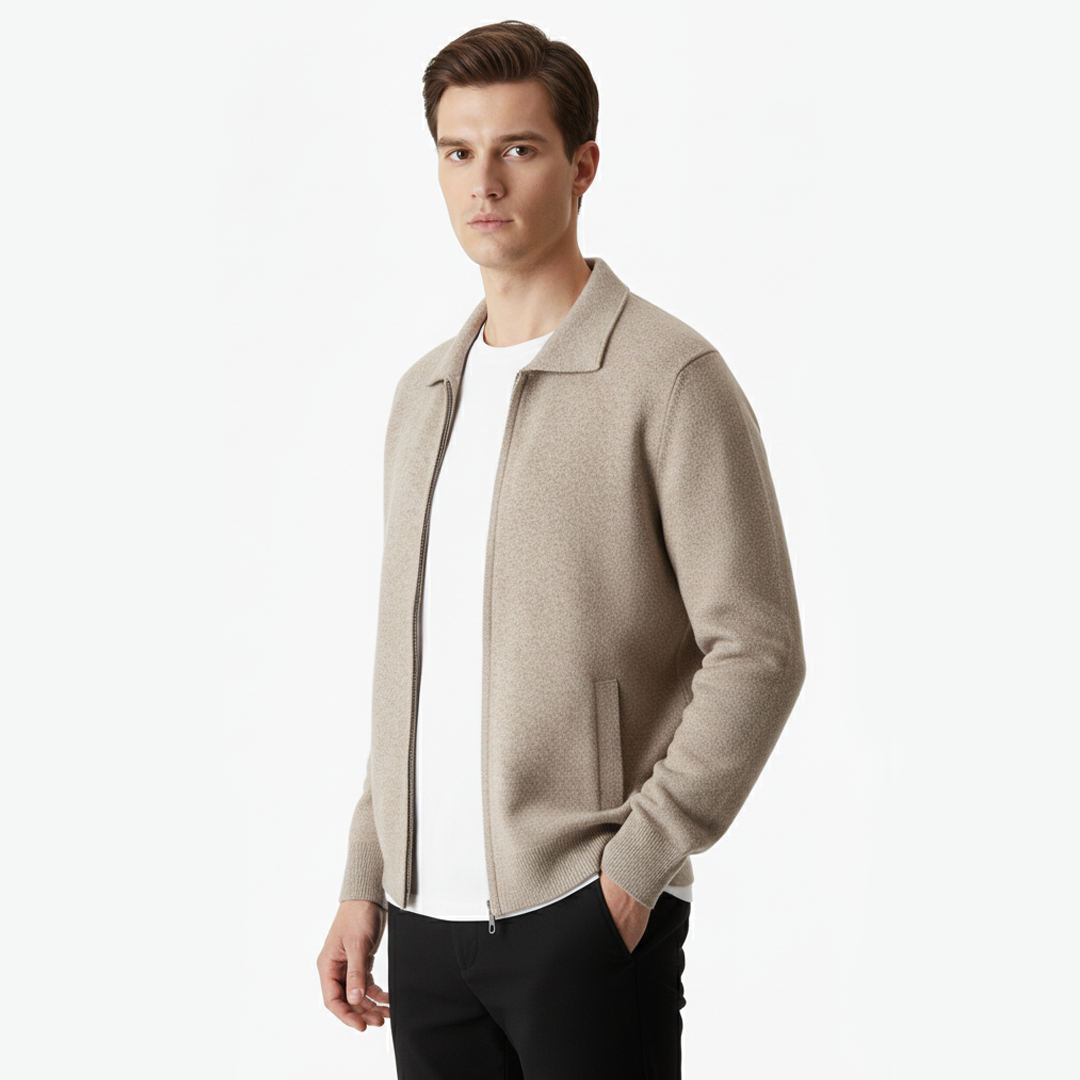 Sandridge | Men’s Extra-Fine Merino Wool Zip Polo Cardigan