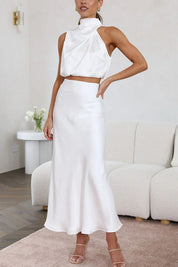 Aurelis – Satin High-Neck Party Maxi Dress