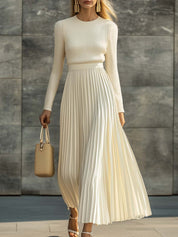 Serenna | Knit Bodice Pleated Maxi Dress