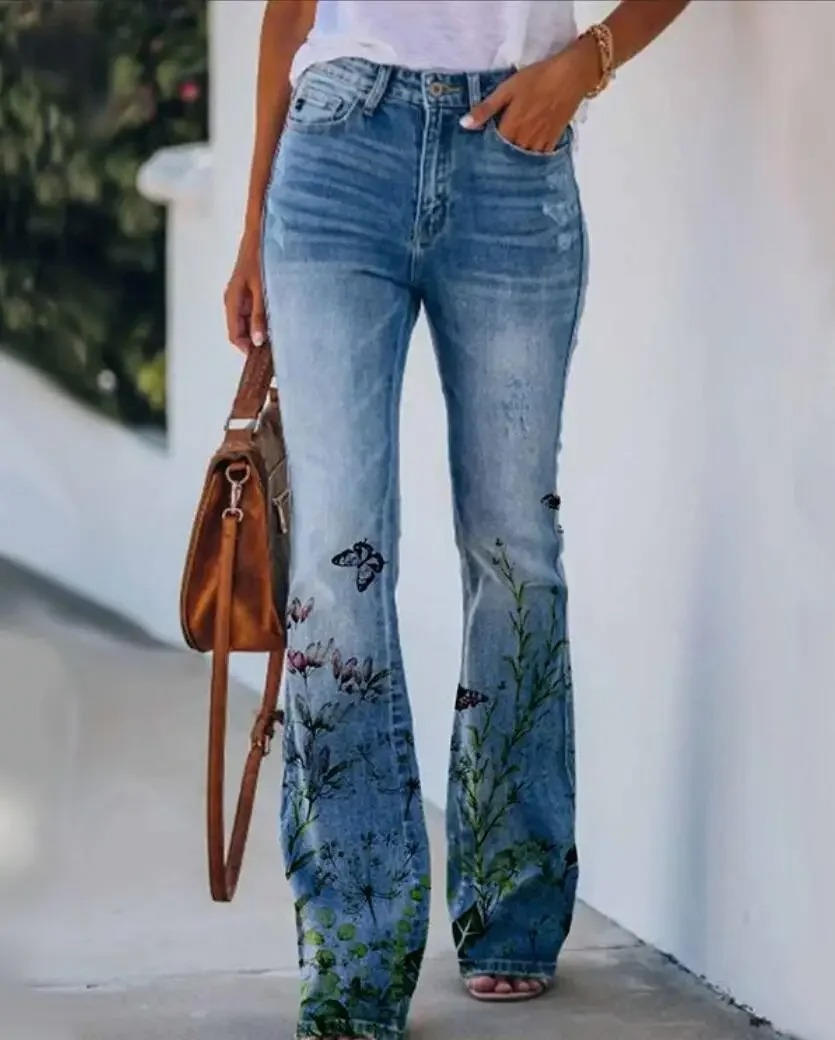 Florisse | Women’s Floral Print Denim Jeans