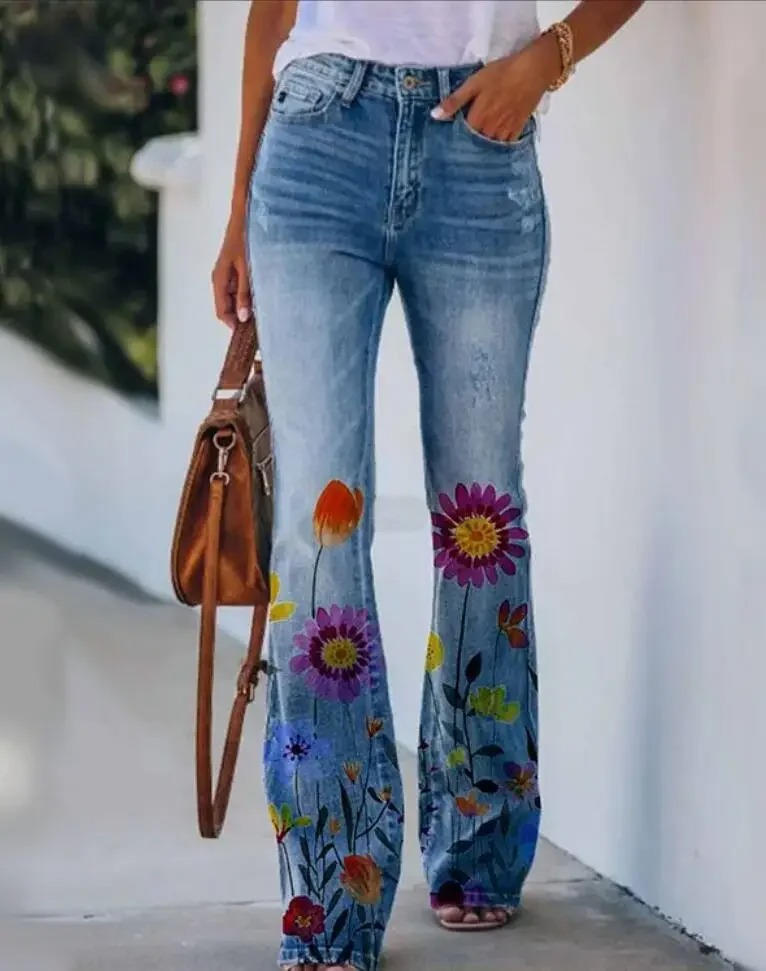 Florisse | Women’s Floral Print Denim Jeans