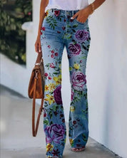 Florisse | Women’s Floral Print Denim Jeans