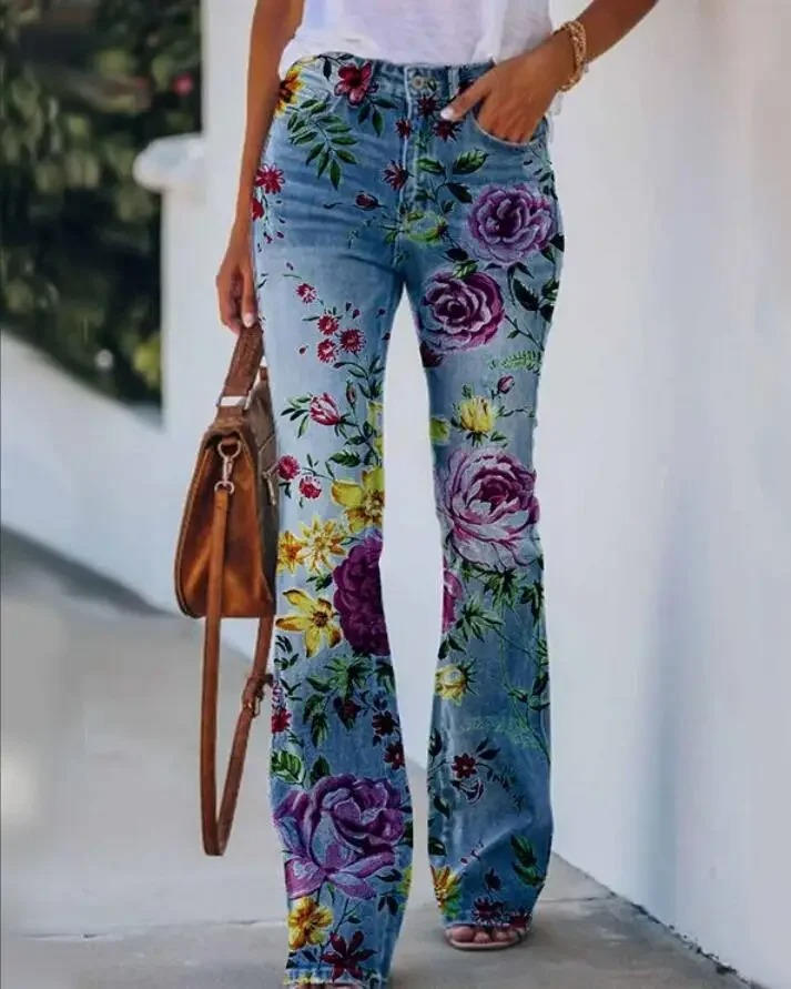 Florisse | Women’s Floral Print Denim Jeans