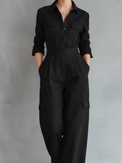 Cirevona - Women’s Cotton Linen Shirt Jumpsuit