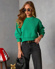 Elouise | Cropped Ribbed Crewneck Sweater