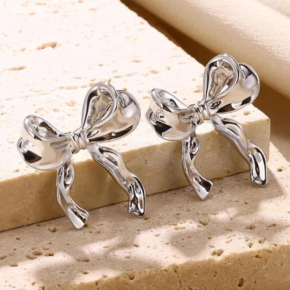 Alice | Gold Stainless Steel Bow Earrings