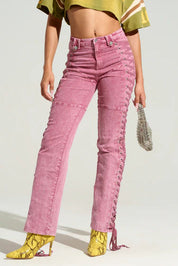 Elvara – Lace-Up Skinny Pants