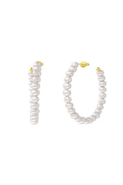 Adira | Women’s Gold Pearl Beaded Hoop Earrings