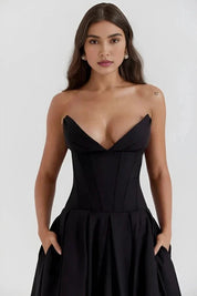 Laarni | Women’s Boned Bodice Full Skirt Midi Dress