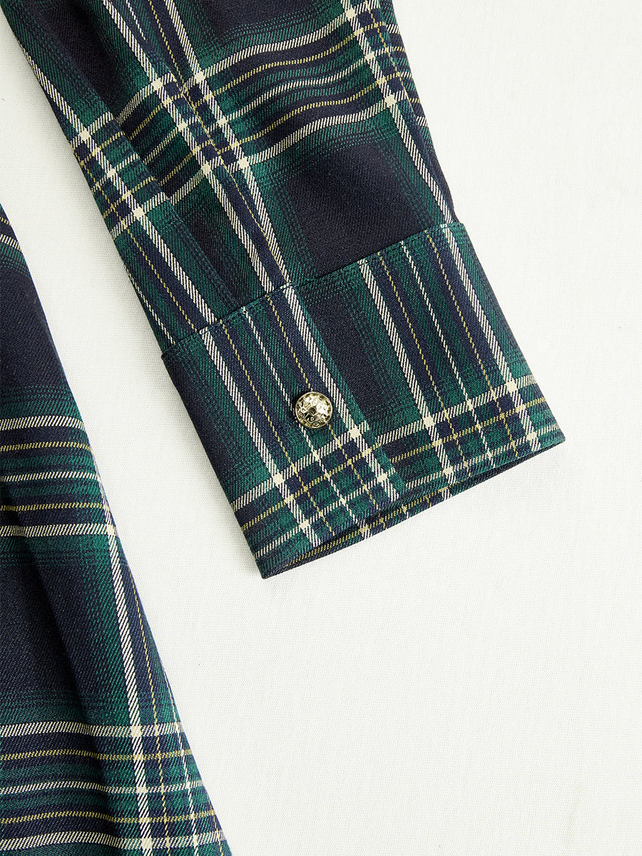 Bravira | Plaid Belted Lapel Maxi Dress