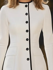Virella | Colorblock Faux Wool Button Dress