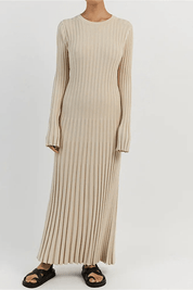 Maeve | Women’s Knit Long Dress with Ruffled Hem