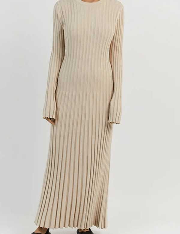 Maeve | Women’s Knit Long Dress with Ruffled Hem