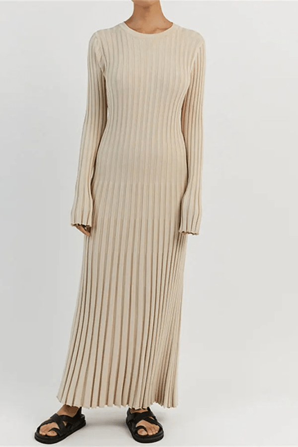 Maeve | Women’s Knit Long Dress with Ruffled Hem