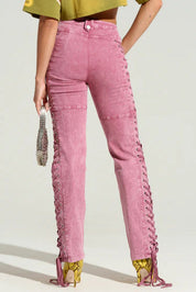 Elvara – Lace-Up Skinny Pants