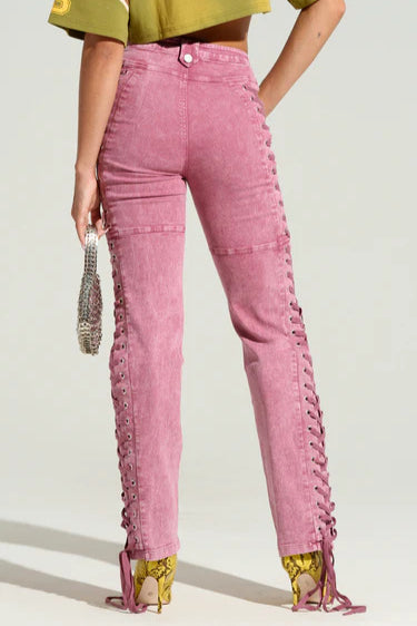 Elvara – Lace-Up Skinny Pants
