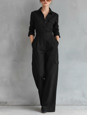Cirevona - Women’s Cotton Linen Shirt Jumpsuit