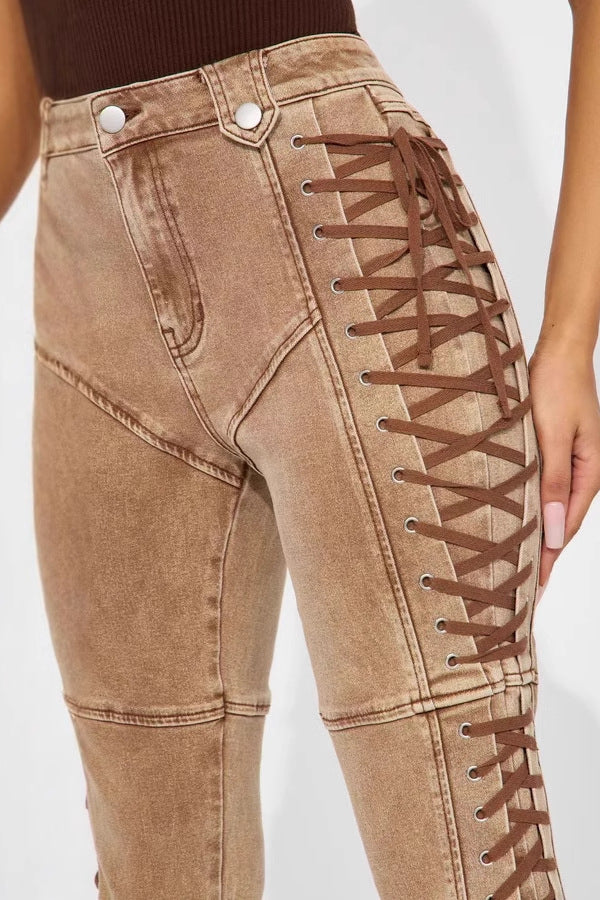 Elvara – Lace-Up Skinny Pants