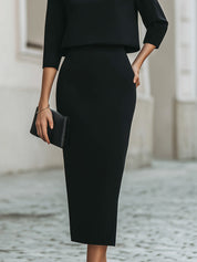 Valmere | Women’s Boat Neck Top & Midi Skirt Set