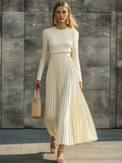 Serenna | Knit Bodice Pleated Maxi Dress