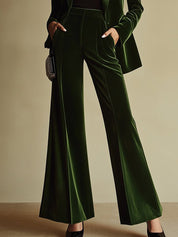 Velmora | Velvet Blazer & Wide-Leg Pants Set