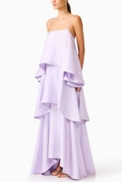 Soléa – Women's Satin Tiered Maxi Dress