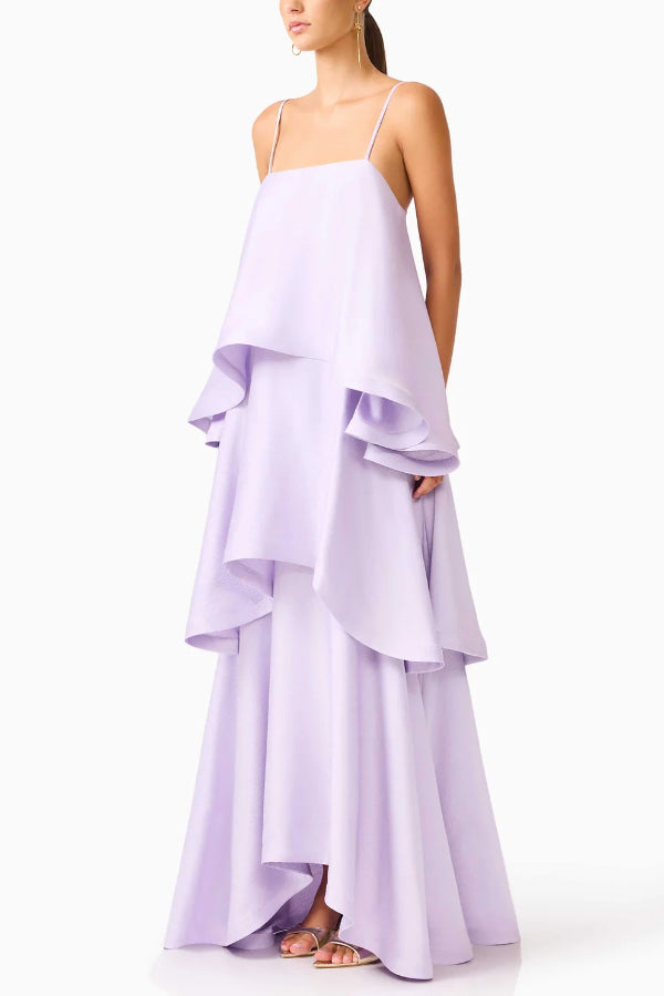 Soléa – Women's Satin Tiered Maxi Dress